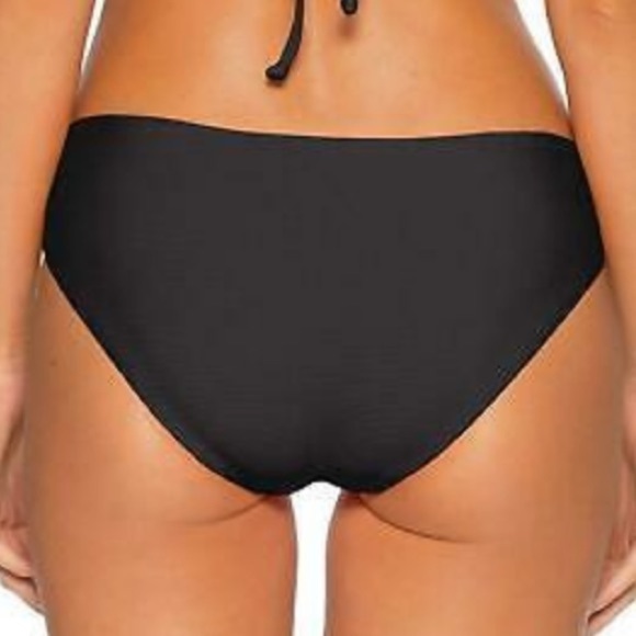 🌻NEW {w/tags!} Becca Black Ribbed Fine Line American Swim Bottoms Size Small - Picture 4 of 8
